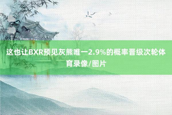 这也让BXR预见灰熊唯一2.9%的概率晋级次轮体育录像/图片