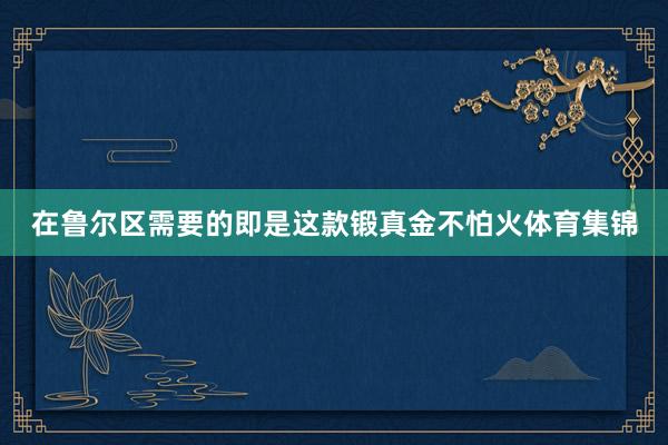 在鲁尔区需要的即是这款锻真金不怕火体育集锦