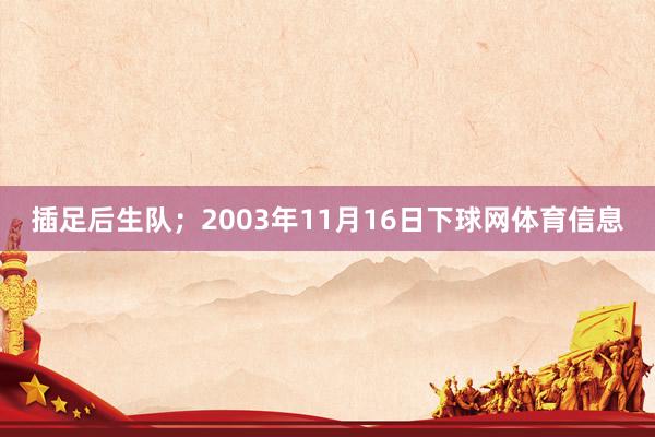 插足后生队；2003年11月16日下球网体育信息