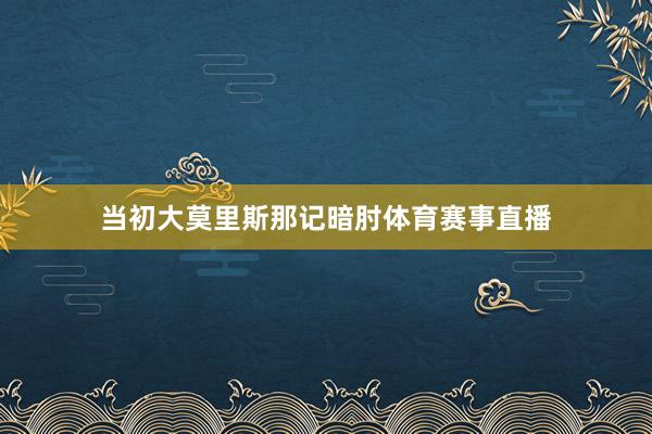 当初大莫里斯那记暗肘体育赛事直播