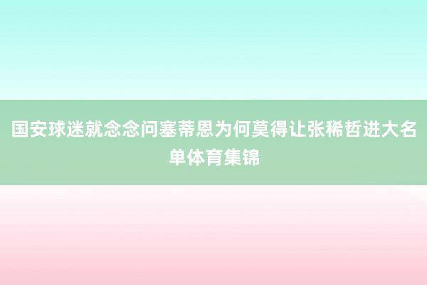 国安球迷就念念问塞蒂恩为何莫得让张稀哲进大名单体育集锦