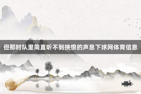 但那时队里简直听不到挟恨的声息下球网体育信息