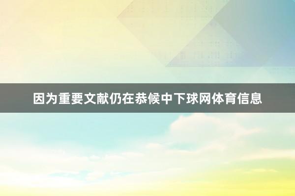 因为重要文献仍在恭候中下球网体育信息