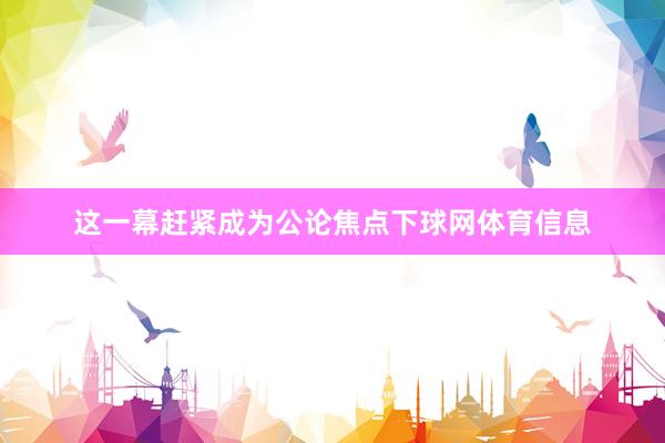 这一幕赶紧成为公论焦点下球网体育信息
